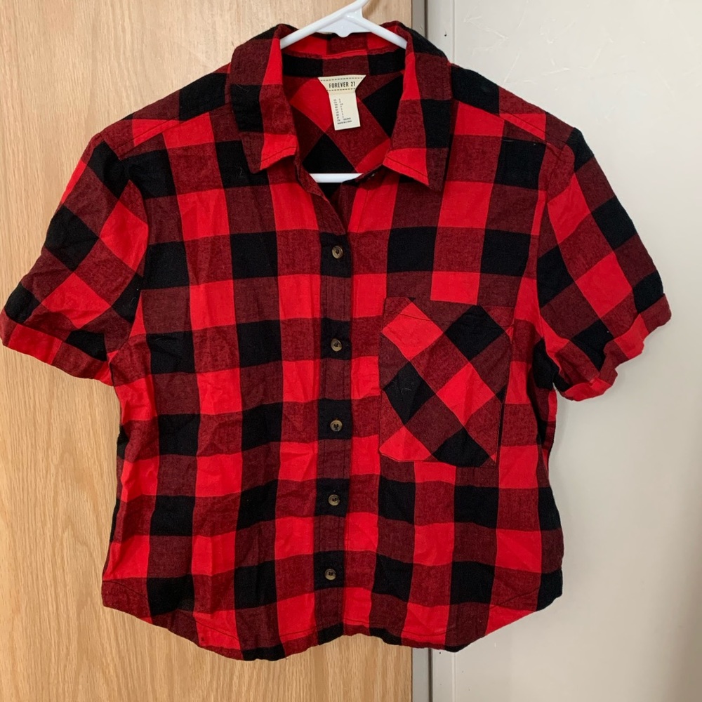 Plaid button down T-shirt